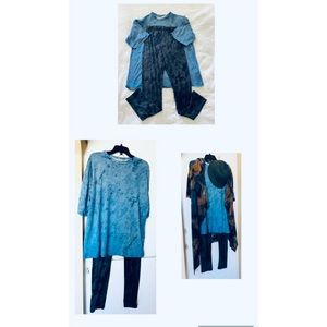 FASHION NOVA STRETCHY PANTS LOOSE TOP SET MIX AND MATCH Black pants S top L blue